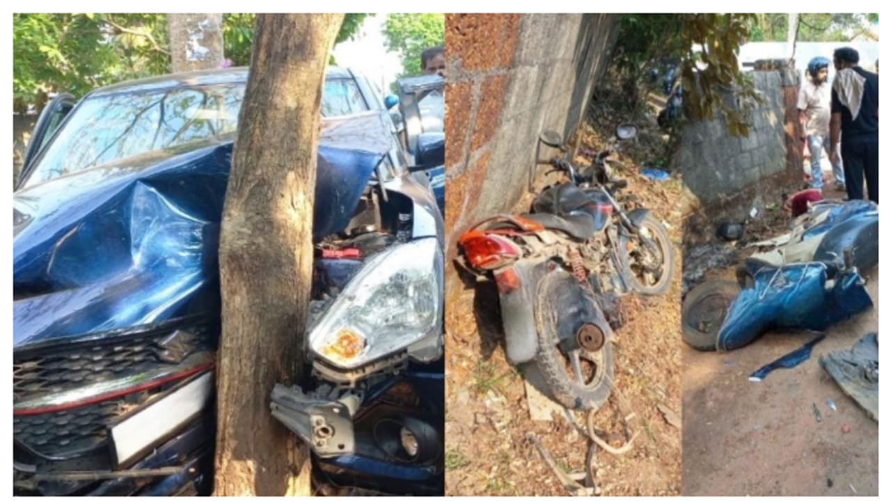 നിയന്ത്രണം വിട്ട കാര്‍ ബൈക്കിലും സ്‌കൂട്ടറിലും ഇടിച്ച് ആറ് പേര്‍ക്ക് പരിക്ക്