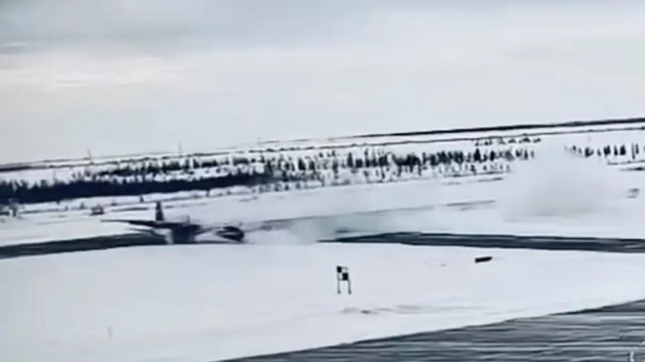Cargo plane skids off runway in Russia after landing gear collapse, all crew survive; WATCH dramatic videos