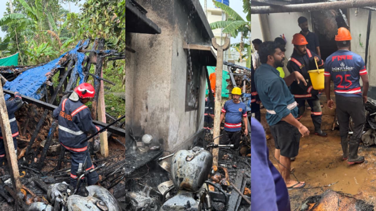 വീടിന് തീപിടിച്ചു; ബുള്ളറ്റും വീട്ടുപകരണങ്ങളുമടക്കം കത്തി നശിച്ചു