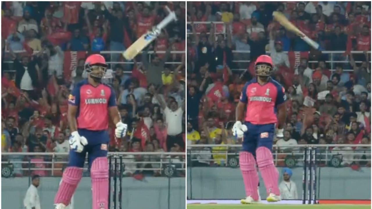 പഞ്ചാബ് കിംഗ്‌സിനെതിരെ പുറത്തായതിന്റെ അരിശം! ബാറ്റ് വലിച്ചെറിഞ്ഞ് സഞ്ജു സാംസണ്‍ വീഡിയോ