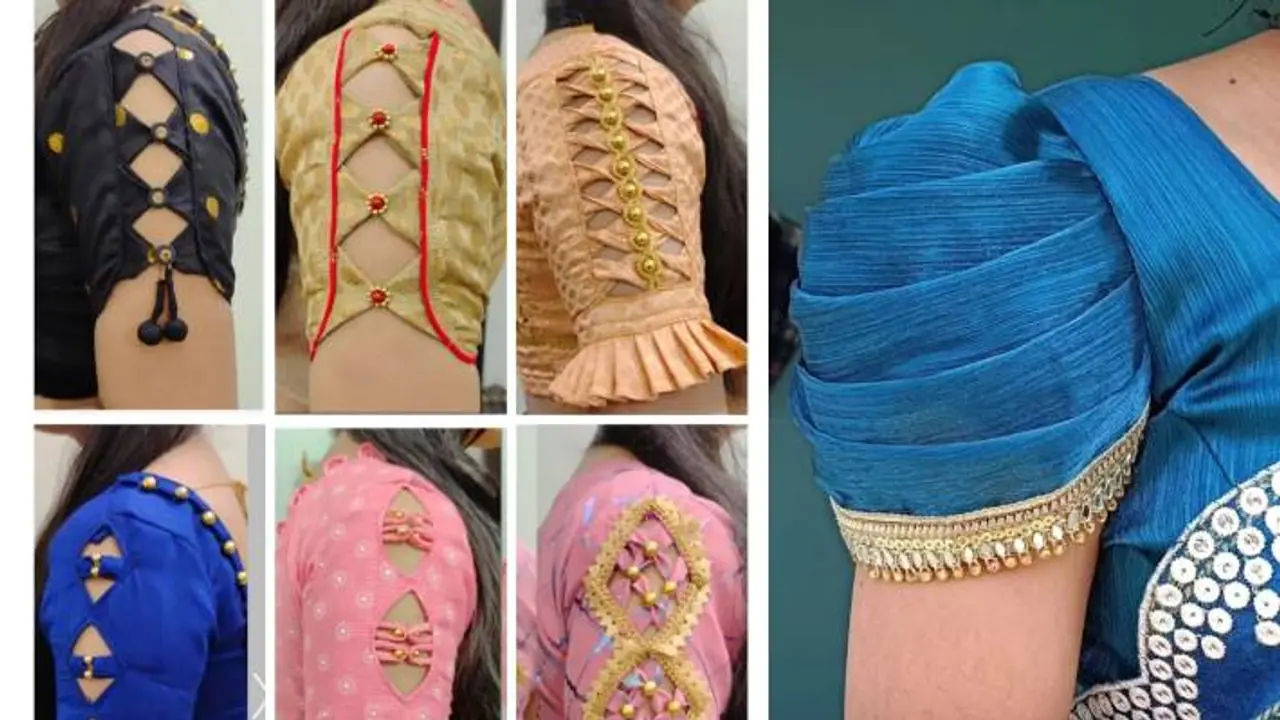 fancy design in half blouse sleeve fancy design in half blouse sleeve