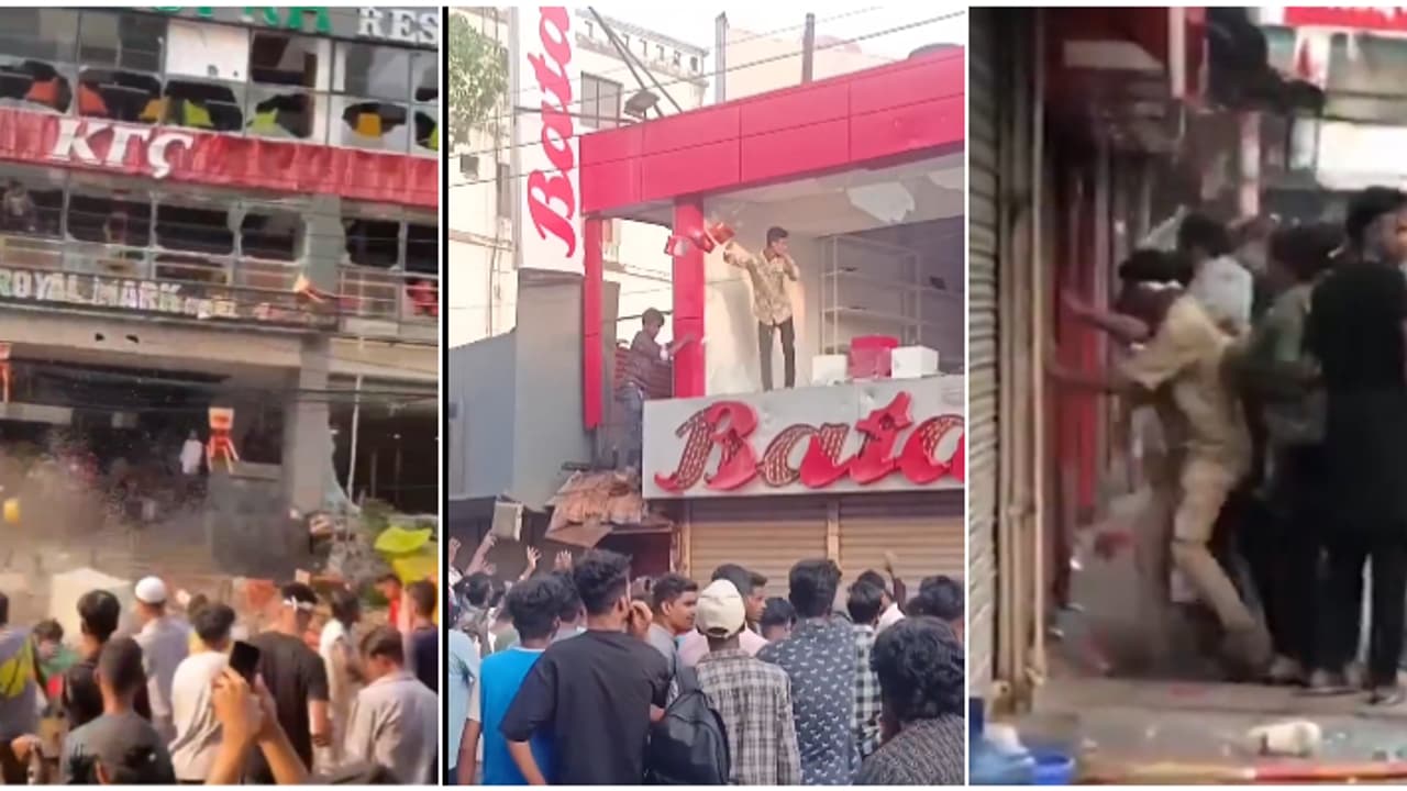 ഇരച്ചുകയറി ആൾക്കൂട്ടം; ധാക്കയിൽ ബാറ്റയും കെഎഫ്‌സിയും ഡൊമിനോസും പ്യൂമയും തല്ലിത്തകർത്ത് കൊള്ള, കാരണമിത്... 