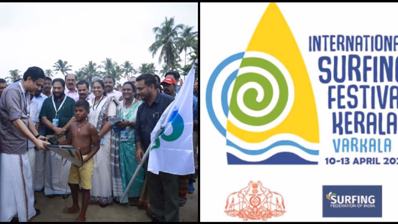 അന്താരാഷ്ട്ര സര്ഫിംഗ് ഫെസ്റ്റിവലിന്റെ 2 ാം പതിപ്പിന് വര്ക്കലയിൽ തുടക്കം; ഉദ്ഘാടനം ചെയ്ത് മുഹമ്മദ് റിയാസ് അന്താരാഷ്ട്ര സര്ഫിംഗ് ഫെസ്റ്റിവലിന്റെ 2 ാം പതിപ്പിന് വര്ക്കലയിൽ തുടക്കം; ഉദ്ഘാടനം ചെയ്ത് മുഹമ്മദ് റിയാസ്