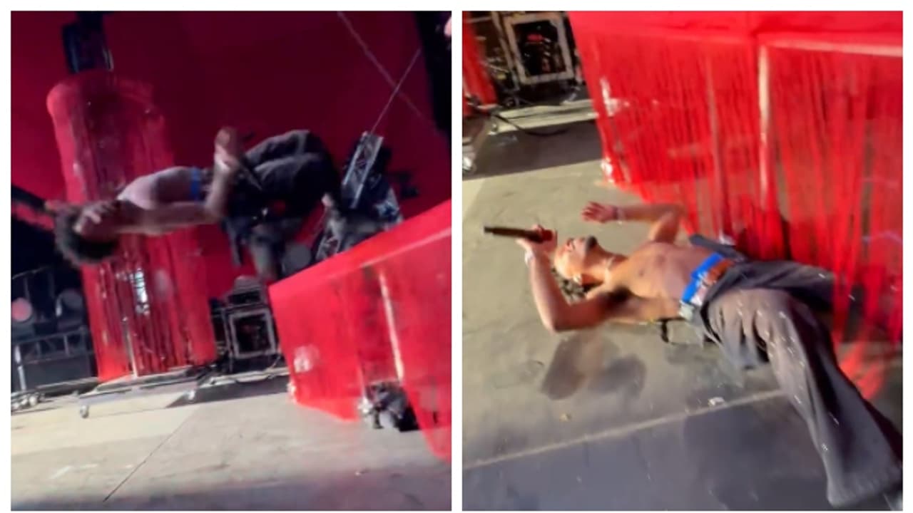 പാട്ടുപാടുന്നതിനിടയിൽ ബാക്ക്ഫ്ലിപ്പ് ചെയ്യാൻ ശ്രമം; നടുവടിച്ച് വീണ് ഗായകൻ; ഞെട്ടിക്കുന്ന വീഡിയോ പുറത്ത്