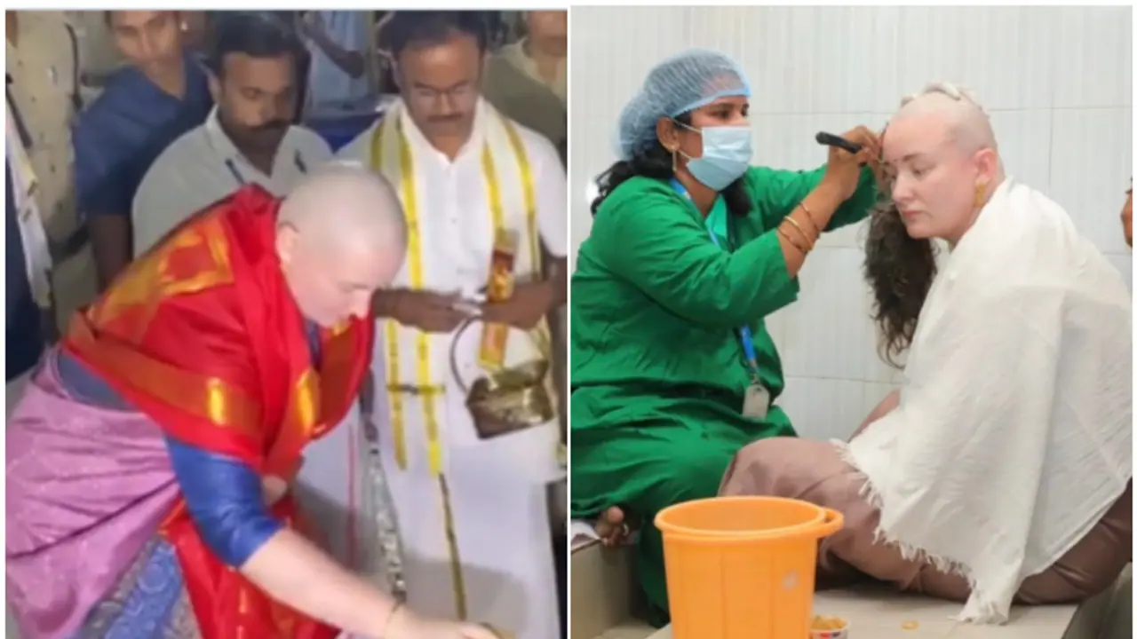 Pawan Kalyan’s wife Anna offers prayers at Tirupati, shaves head after son’s recovery [WATCH]