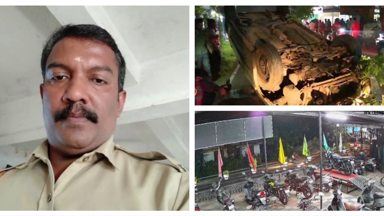 സ്കൂട്ടറിലും കാറിലും ഇടിച്ച് കാർ പോസ്റ്റിലിടിച്ച് തലകീഴായി മറിഞ്ഞു; മദ്യലഹരിയിൽ പോലീസുകാരൻ, സസ്പെൻഷൻ സ്കൂട്ടറിലും കാറിലും ഇടിച്ച് കാർ പോസ്റ്റിലിടിച്ച് തലകീഴായി മറിഞ്ഞു; മദ്യലഹരിയിൽ പോലീസുകാരൻ, സസ്പെൻഷൻ