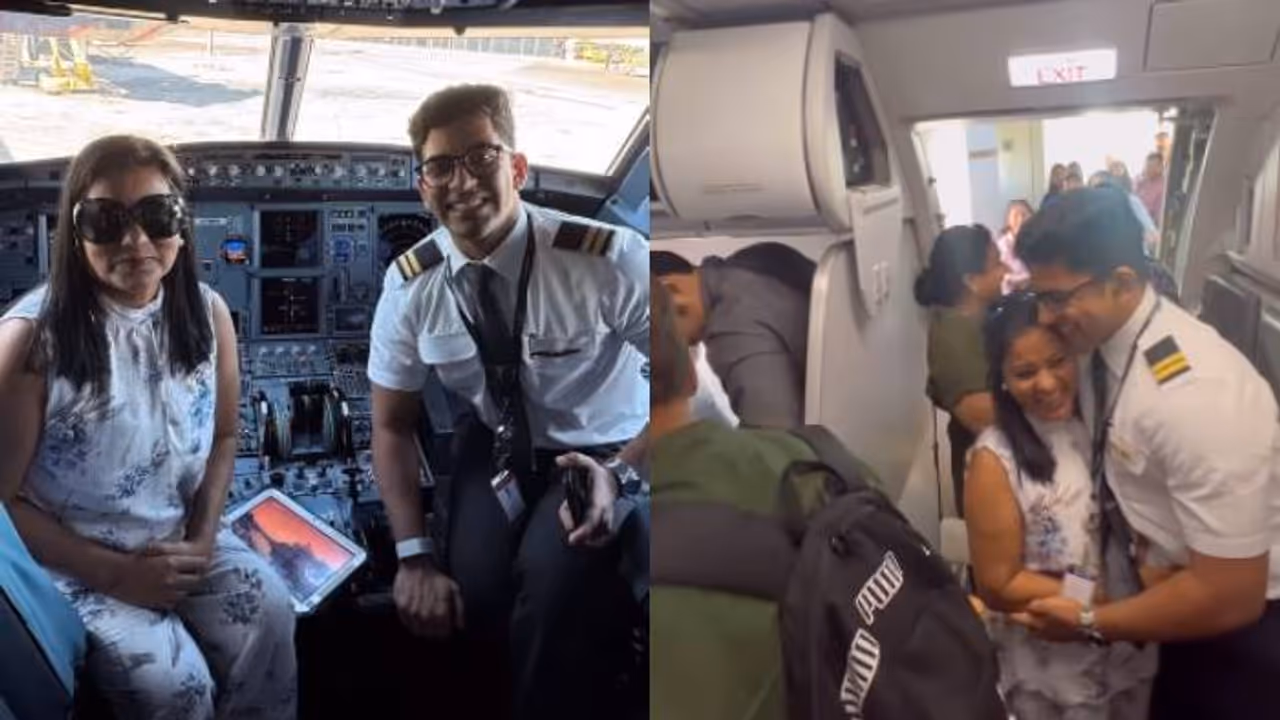 ഏതൊരമ്മയും കൊതിക്കും ഇങ്ങനെയൊരു നിമിഷം; വിമാനത്തിൽ പൈലറ്റായ മകന്റെ സ്പെഷ്യൽ വെൽക്കം!