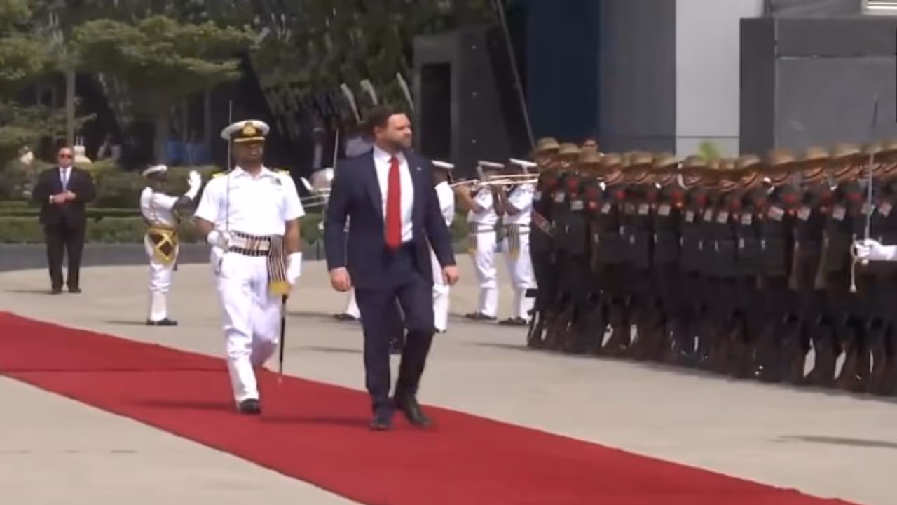 JD Vance in Delhi: US Vice President arrives for 4 day visit, receives ceremonial guard of honour (WATCH)