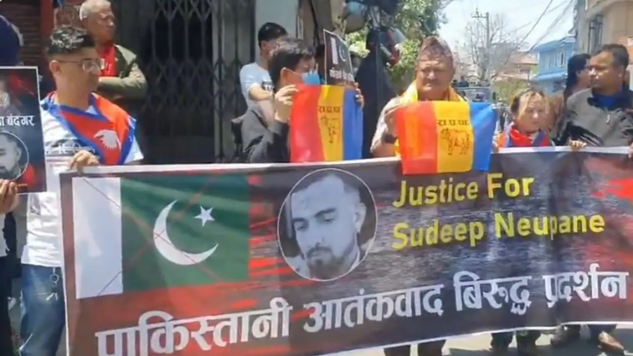 Protests for Sudeep Neupane in Nepal outside Pak embassy Protests for Sudeep Neupane in Nepal outside Pak embassy