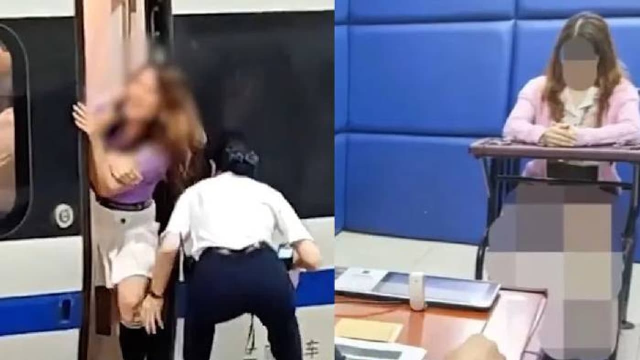 ട്രെയിനിന്റെ വാതിൽ തള്ളിപ്പിടിച്ച് യുവതി, വലിച്ച് അകത്തേക്കിടാൻ നോക്കി ഉദ്യോ​ഗസ്ഥർ, വൈറലായി വീഡിയോ 