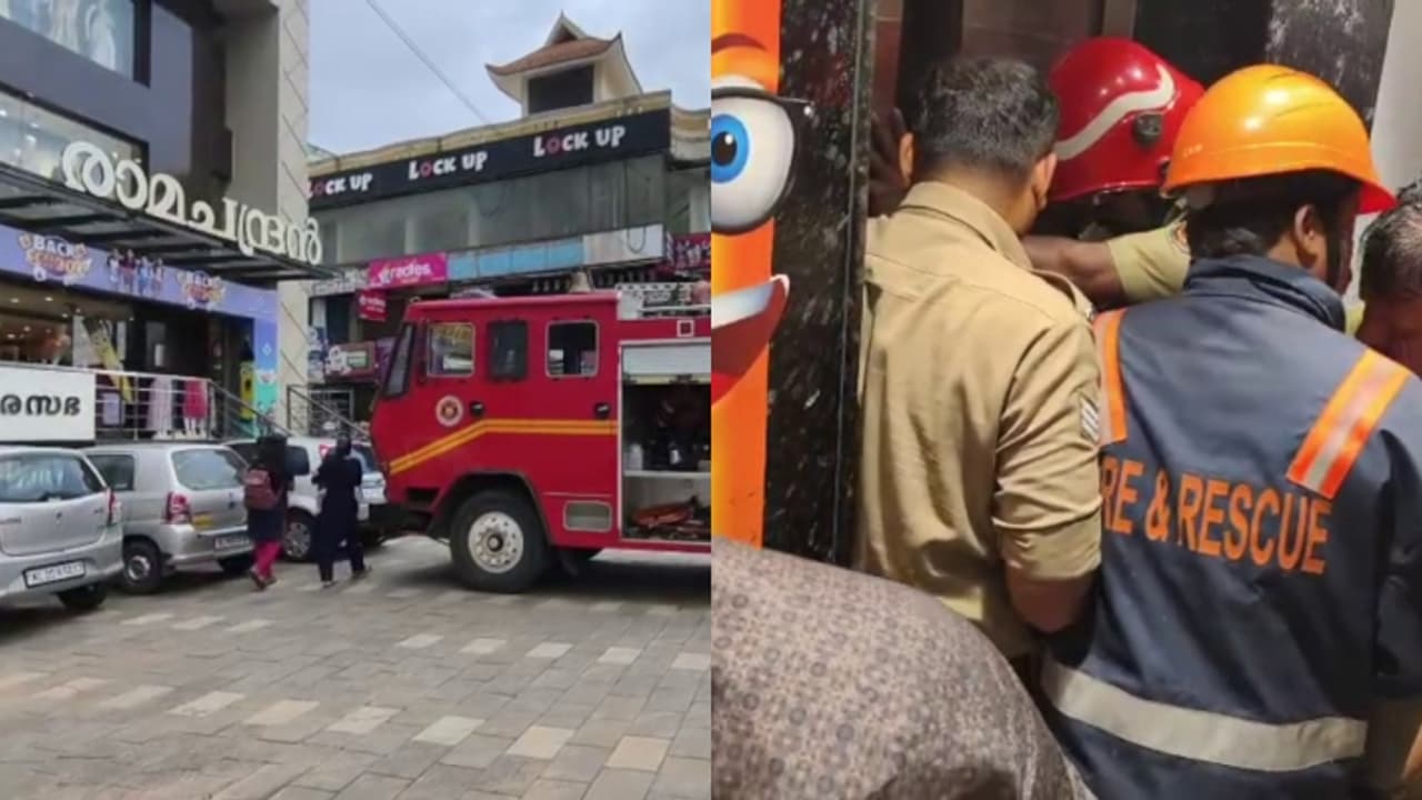 രാമചന്ദ്രൻ ടെക്സ്റ്റൈൽസിലെ ലിഫ്റ്റിൽ അമ്മയും രണ്ട് കുഞ്ഞുങ്ങളും കുടുങ്ങി, രക്ഷകരായി അഗ്നി രക്ഷാസേന