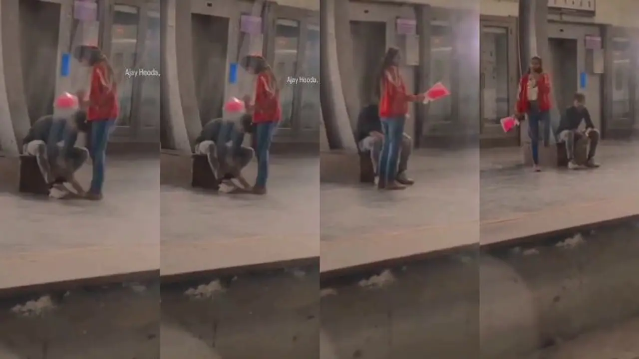 ಮೆಟ್ರೋ ನಿಲ್ದಾಣದಲ್ಲಿ ಯುವತಿ ಕಾಲಿಗೆ ನಮಸ್ಕರಿಸಿದ ಯುವಕ; ಈತನ ಲೈಸನ್ಸ್ ಕ್ಯಾನ್ಸಲ್ ಮಾಡಿ ಎಂದ ಪುರುಷರು! ಮೆಟ್ರೋ ನಿಲ್ದಾಣದಲ್ಲಿ ಯುವತಿ ಕಾಲಿಗೆ ನಮಸ್ಕರಿಸಿದ ಯುವಕ; ಈತನ ಲೈಸನ್ಸ್ ಕ್ಯಾನ್ಸಲ್ ಮಾಡಿ ಎಂದ ಪುರುಷರು!