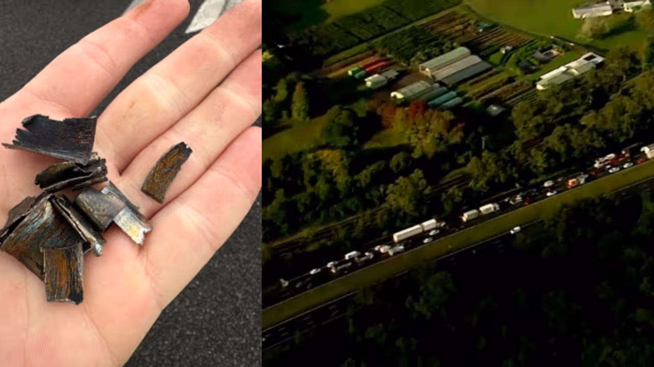 കനത്ത മഴ, ഇരുട്ട്, ട്രെക്കിൽ നിന്ന് റോഡിൽ വീണത് സ്റ്റീൽ കഷ്ണങ്ങൾ, പഞ്ചറായത് മൂന്നൂറിലേറെ വാഹനങ്ങൾ കനത്ത മഴ, ഇരുട്ട്, ട്രെക്കിൽ നിന്ന് റോഡിൽ വീണത് സ്റ്റീൽ കഷ്ണങ്ങൾ, പഞ്ചറായത് മൂന്നൂറിലേറെ വാഹനങ്ങൾ