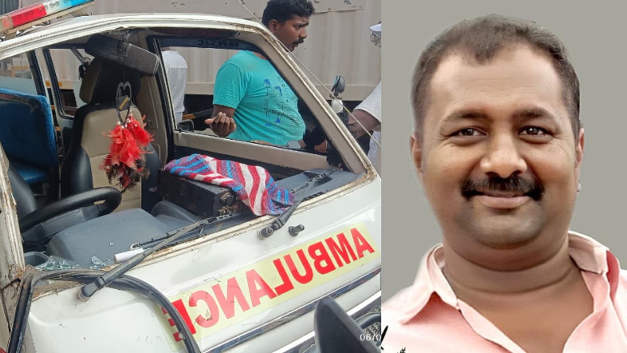 നടുറോഡിൽ നിർത്തിയിട്ട ആംബുലൻസ്, ഇടിക്കാതിരിക്കാൻ വെട്ടിച്ചു; രോഗിയുമായെത്തിയ ആംബുലൻസ് മറിഞ്ഞു, രോഗി മരിച്ചു