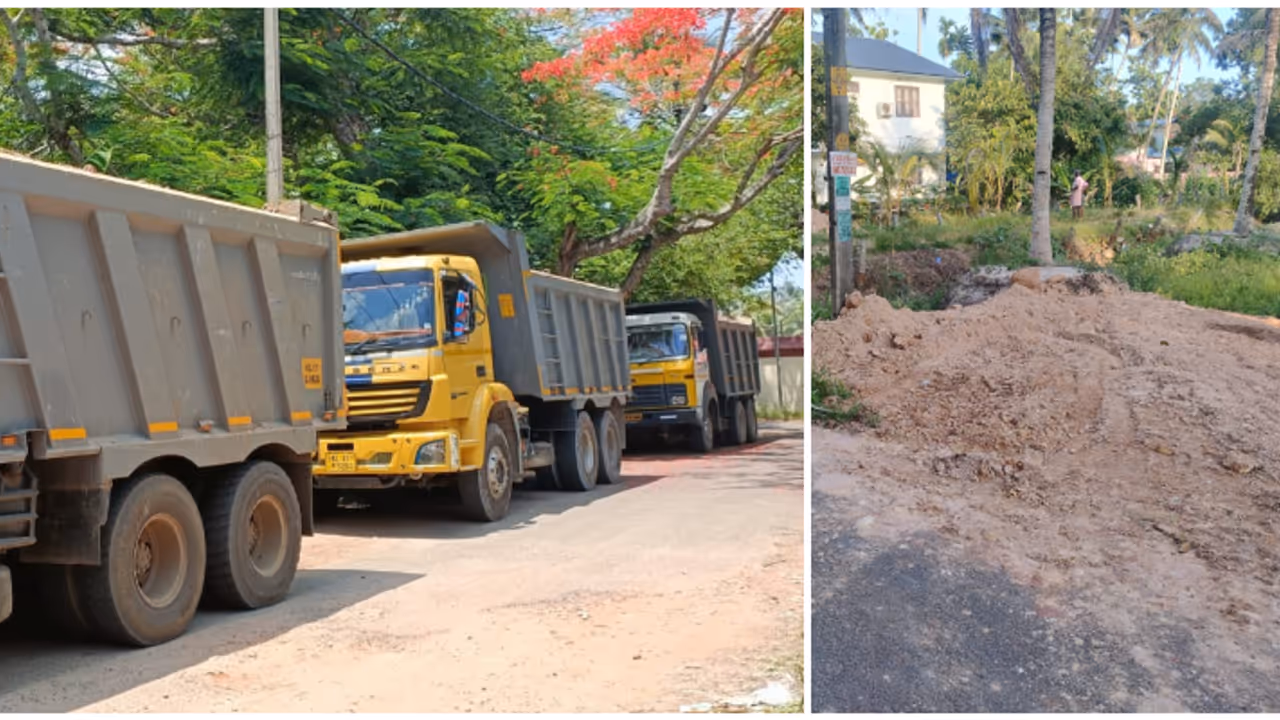 അനധികൃത നിലം നികത്തൽ; മണ്ണ് കയറ്റി വന്ന ലോറികളും ജെസിബികളും പൊലീസ് പിടിച്ചെടുത്തു