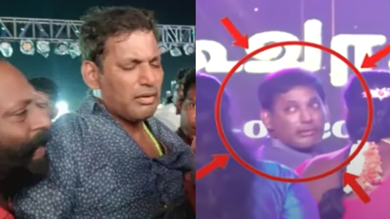 പൊതു പരിപാടിക്കിടെ വേദിയിൽ കുഴഞ്ഞ് വീണ് നടൻ വിശാൽ; ആശങ്കയിൽ ആരാധകർ പൊതു പരിപാടിക്കിടെ വേദിയിൽ കുഴഞ്ഞ് വീണ് നടൻ വിശാൽ; ആശങ്കയിൽ ആരാധകർ