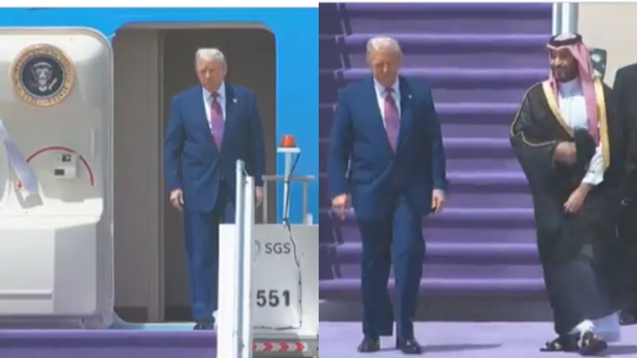 റിയാദിൽ പറന്നിറങ്ങി ഡോണൾഡ് ട്രംപ്, നേരിട്ടെത്തി സ്വീകരിച്ച് സൗദി കിരീടാവകാശി 