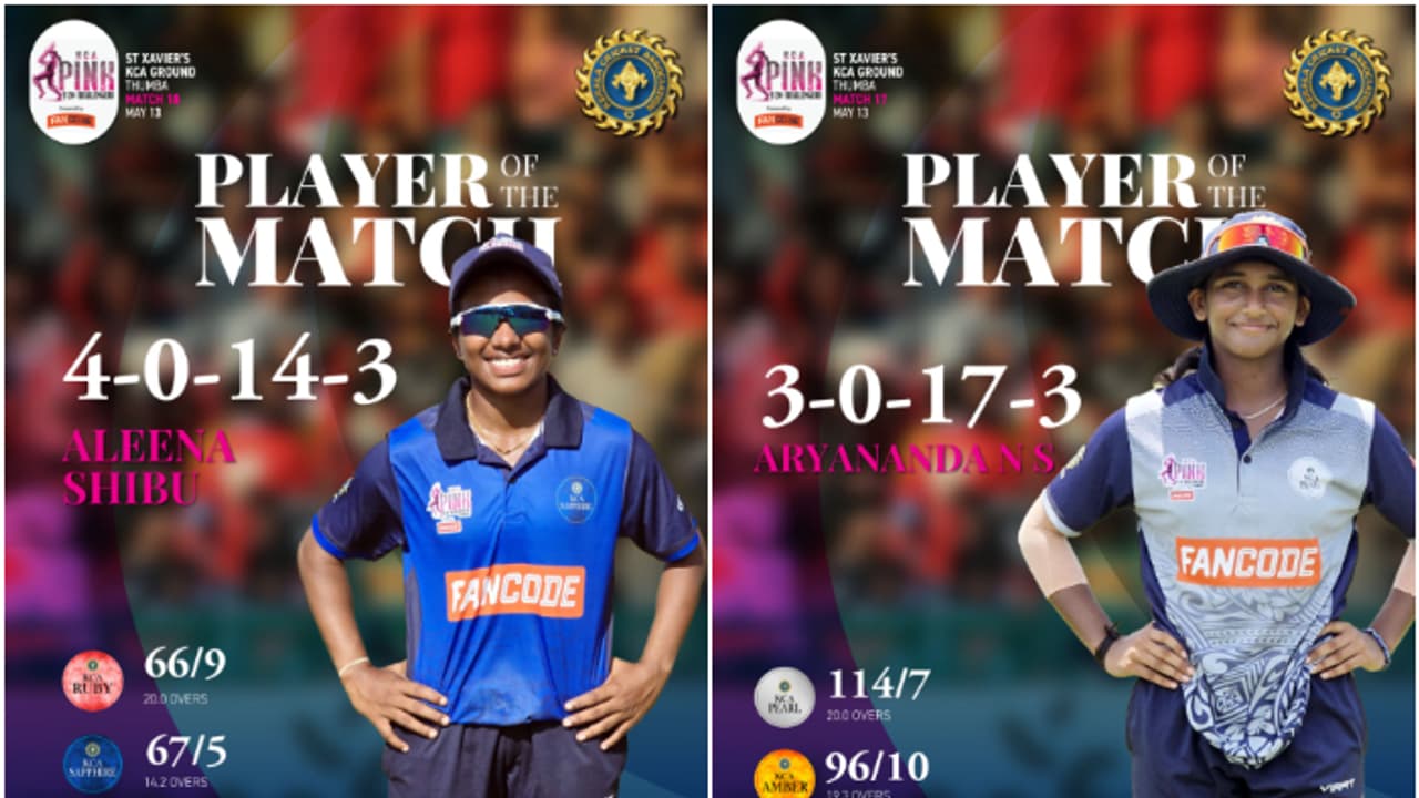 പിങ്ക് ടി20 വനിതാ ക്രിക്കറ്റ്: ആംബറിനെ മറികടന്ന് പേള്സ്, റൂബിക്കെതിരെ സാഫറയറിന് ജയം പിങ്ക് ടി20 വനിതാ ക്രിക്കറ്റ്: ആംബറിനെ മറികടന്ന് പേള്സ്, റൂബിക്കെതിരെ സാഫറയറിന് ജയം