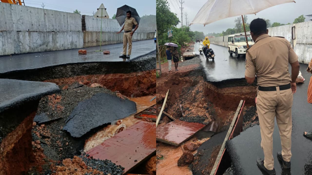 കാഞ്ഞങ്ങാട് ദേശീയപാതയുടെ സർവീസ് റോഡ് ഇടിഞ്ഞു, നാദാപുരത്ത് മിനി സ്റ്റേഡിയത്തിൻ്റെ മതിലും തകർന്നു; മഴ തുടരുന്നു കാഞ്ഞങ്ങാട് ദേശീയപാതയുടെ സർവീസ് റോഡ് ഇടിഞ്ഞു, നാദാപുരത്ത് മിനി സ്റ്റേഡിയത്തിൻ്റെ മതിലും തകർന്നു; മഴ തുടരുന്നു