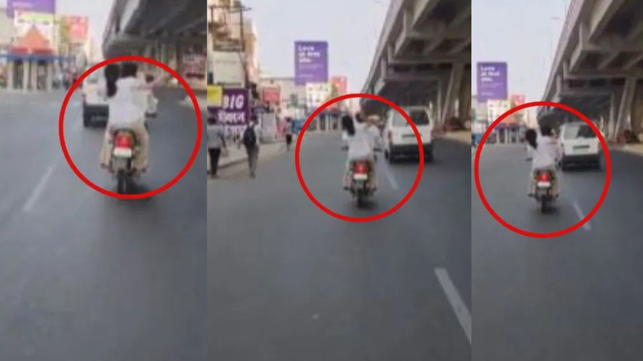 lucknow girl hits boy on scooty khurram nagar viral video