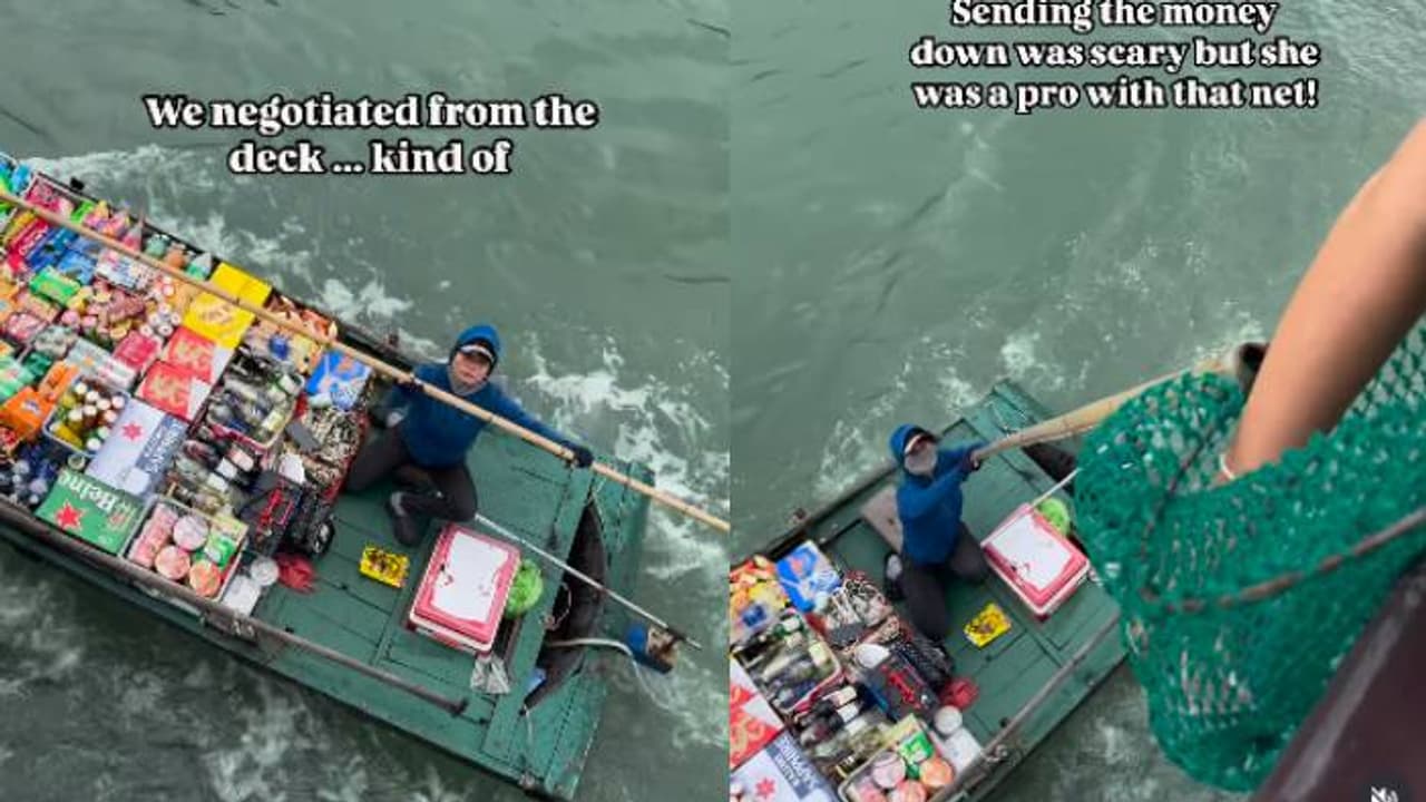 ഉൾക്കടലിൽ ഒരു സഞ്ചരിക്കുന്ന കട, വിൽപ്പനക്കാരിയുടെ കഴിവ് കണ്ട് ആശ്ചര്യപ്പെട്ട് നെറ്റിസൺസ് 