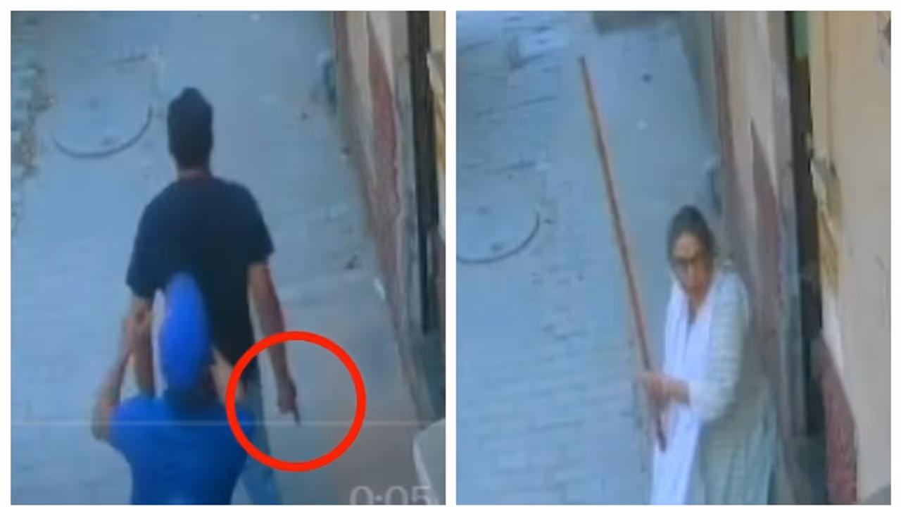 തോക്ക് ചൂണ്ടി ഏറ്റുമുട്ടി യുവാക്കൾ, വടിയെടുത്ത് വിരട്ടിയോടിച്ച് മുത്തശ്ശി; അഭിനന്ദനങ്ങളുമായി സോഷ്യൽ മീഡിയ 