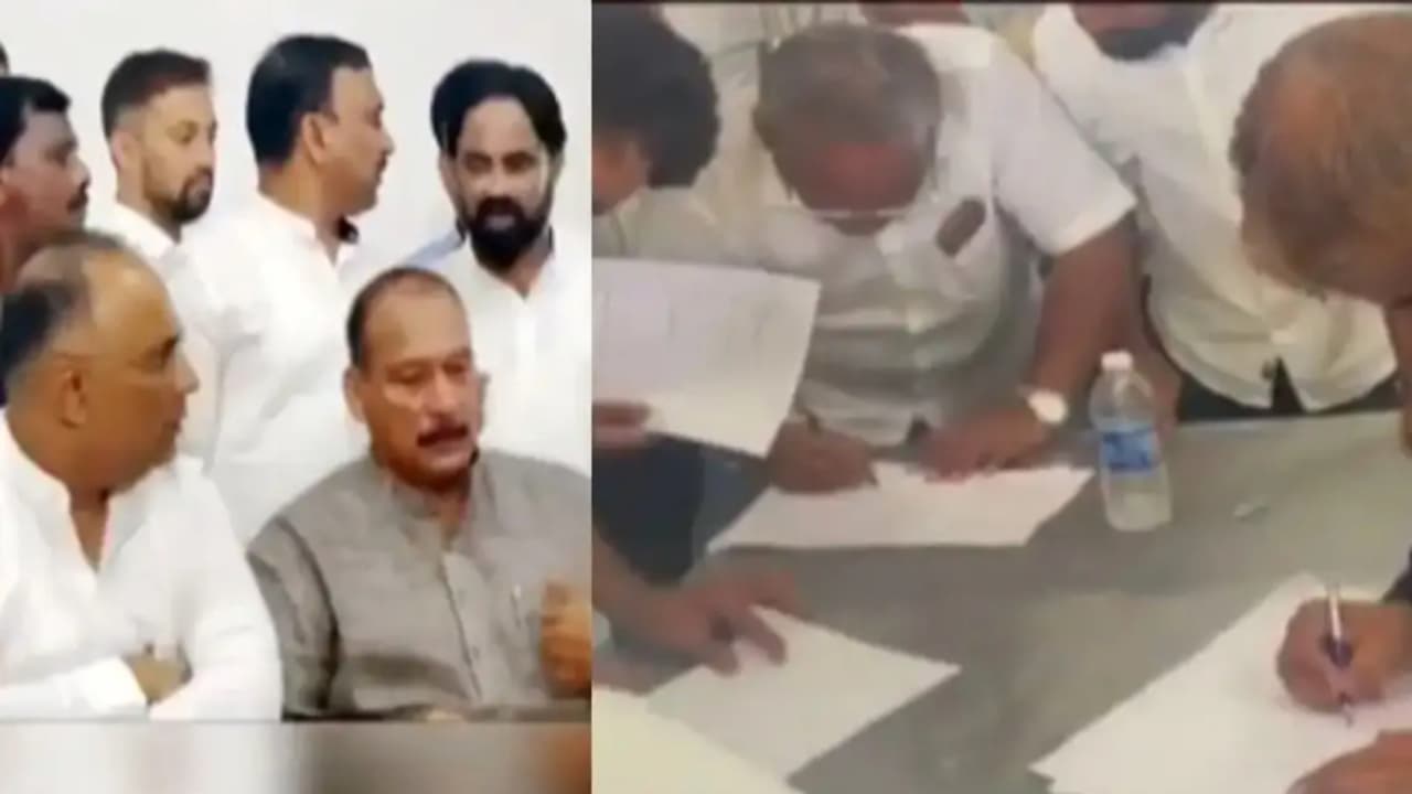 കൂട്ടത്തോടെ രാജിവെച്ച് മുസ്ലിം നേതാക്കൾ, കർണാടക കോൺഗ്രസിൽ കലഹം; മന്ത്രിയുടെ വാർത്താസമ്മേളനത്തിൽ പ്രതിഷേധം കൂട്ടത്തോടെ രാജിവെച്ച് മുസ്ലിം നേതാക്കൾ, കർണാടക കോൺഗ്രസിൽ കലഹം; മന്ത്രിയുടെ വാർത്താസമ്മേളനത്തിൽ പ്രതിഷേധം