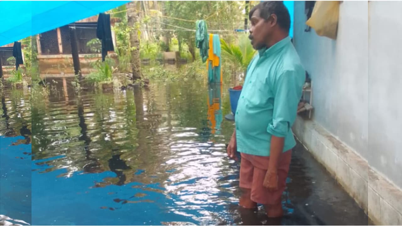 ദേശീയപാത നിർമാണത്തിനായി തോടുകൾ മണ്ണിട്ട് നികത്തി, കനത്ത മഴയിൽ തൃശൂർ നടുവിൽക്കരയിലെ വീടുകൾ തോടായി