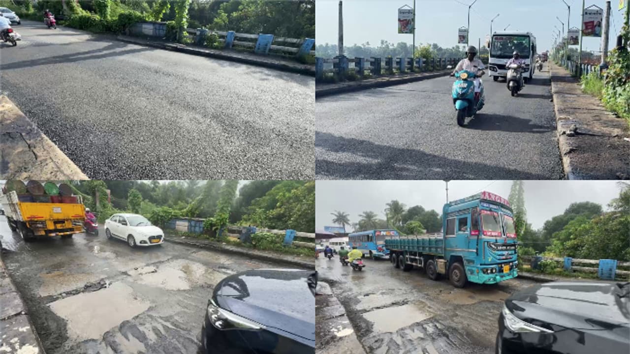 കാലടി പാലത്തിലെ ദുരിതയാത്രക്ക് ആശ്വാസം,കുഴികൾ പൂർണമായും അടച്ച് ടാർ ചെയ്തു,സ്വകാര്യ ബസുകൾ സമരം പിൻവലിച്ചു കാലടി പാലത്തിലെ ദുരിതയാത്രക്ക് ആശ്വാസം,കുഴികൾ പൂർണമായും അടച്ച് ടാർ ചെയ്തു,സ്വകാര്യ ബസുകൾ സമരം പിൻവലിച്ചു