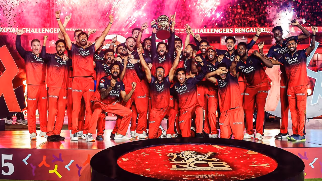 RCB with IPL Trophy RCB with IPL Trophy