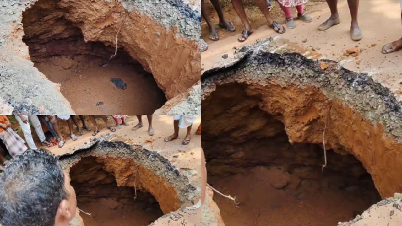 റോഡില്‍ ആഴത്തിലുള്ള ഗർത്തം; സോയിൽ പൈപ്പിംഗ് മൂലമെന്ന് വിദഗ്ധർ, ഗതാഗതം വഴിതിരിച്ച് വിട്ടു