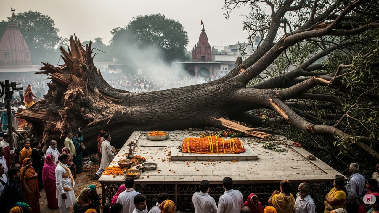 lucknow woman death tree falls bhaisa kund shamshan ghat neelu kanaujia accident