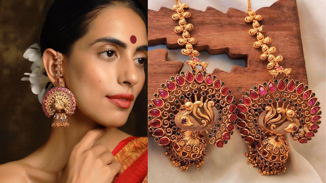 Latest gold kanchain earrings under 15 grams for wedding