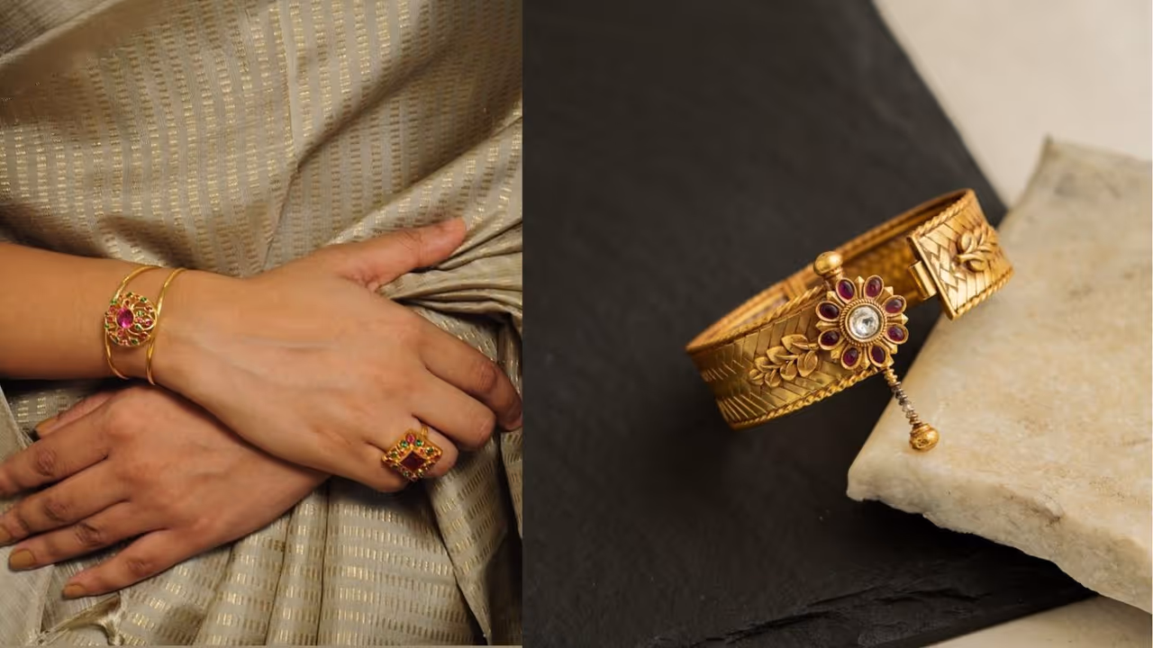 Stylish kada Braclet for women with stone and pearl work