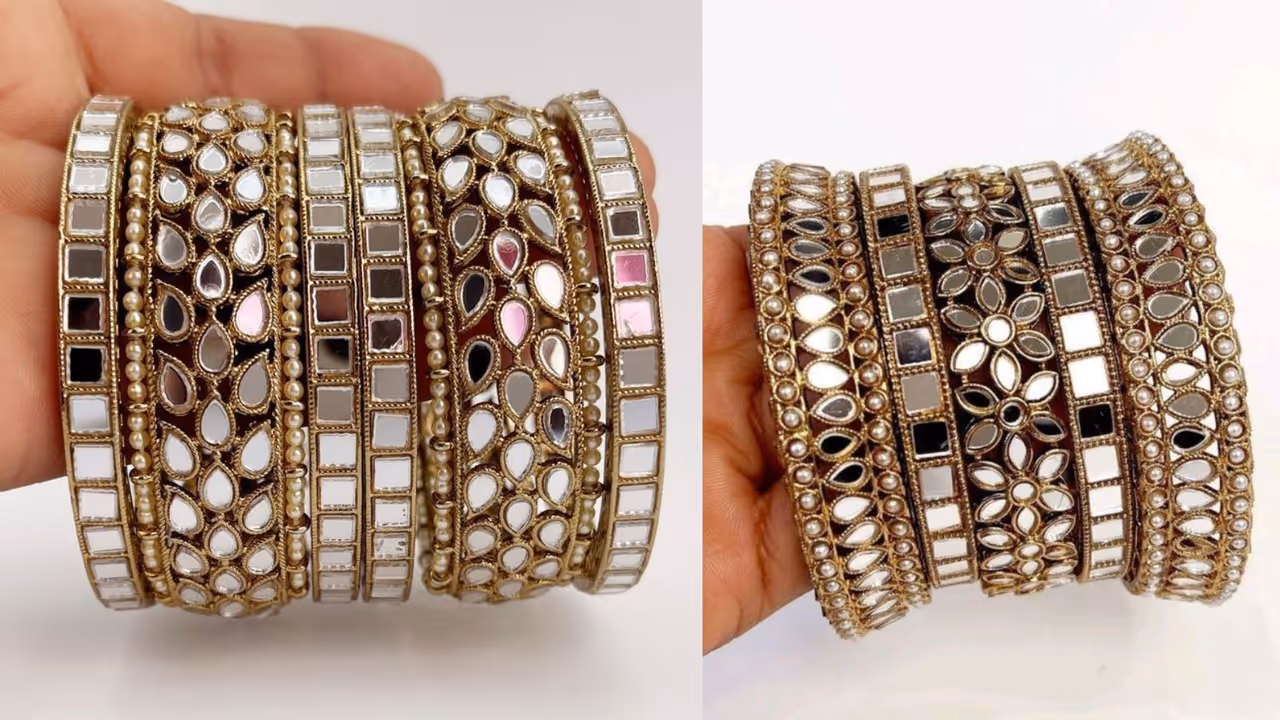 Trendy mirror work bangle designs for festive wear