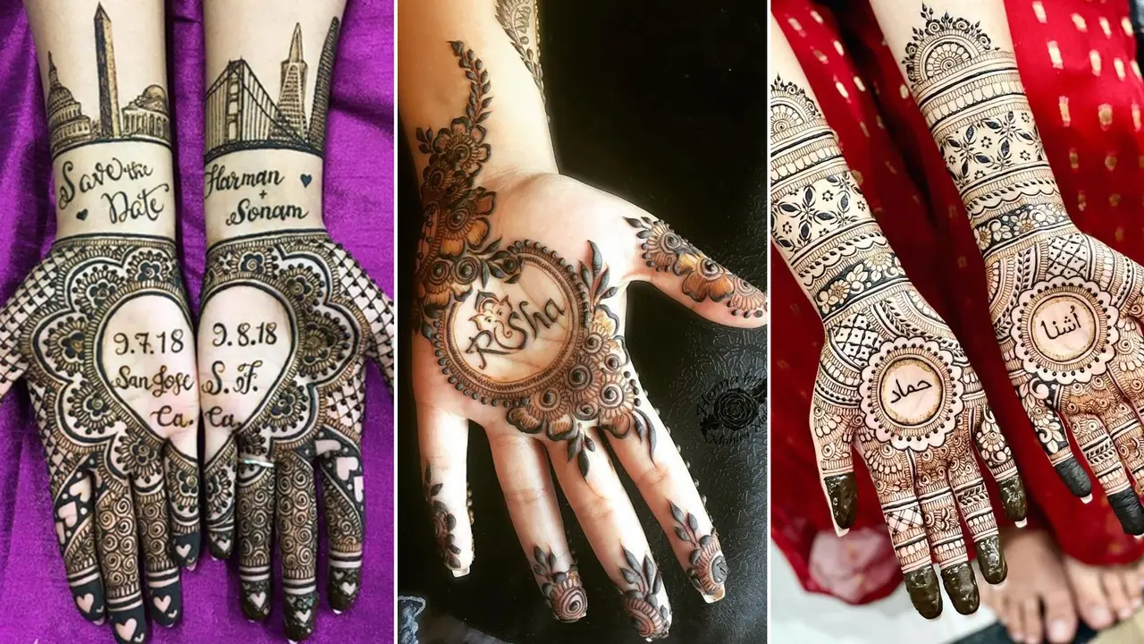 Hariyali Teej Front Hand Name Mehndi Designs 