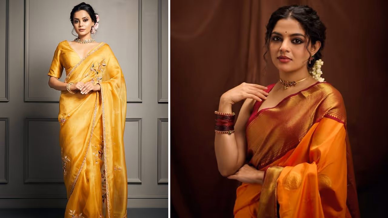 yellow saree on Guru Purnima pooja yellow saree on Guru Purnima pooja