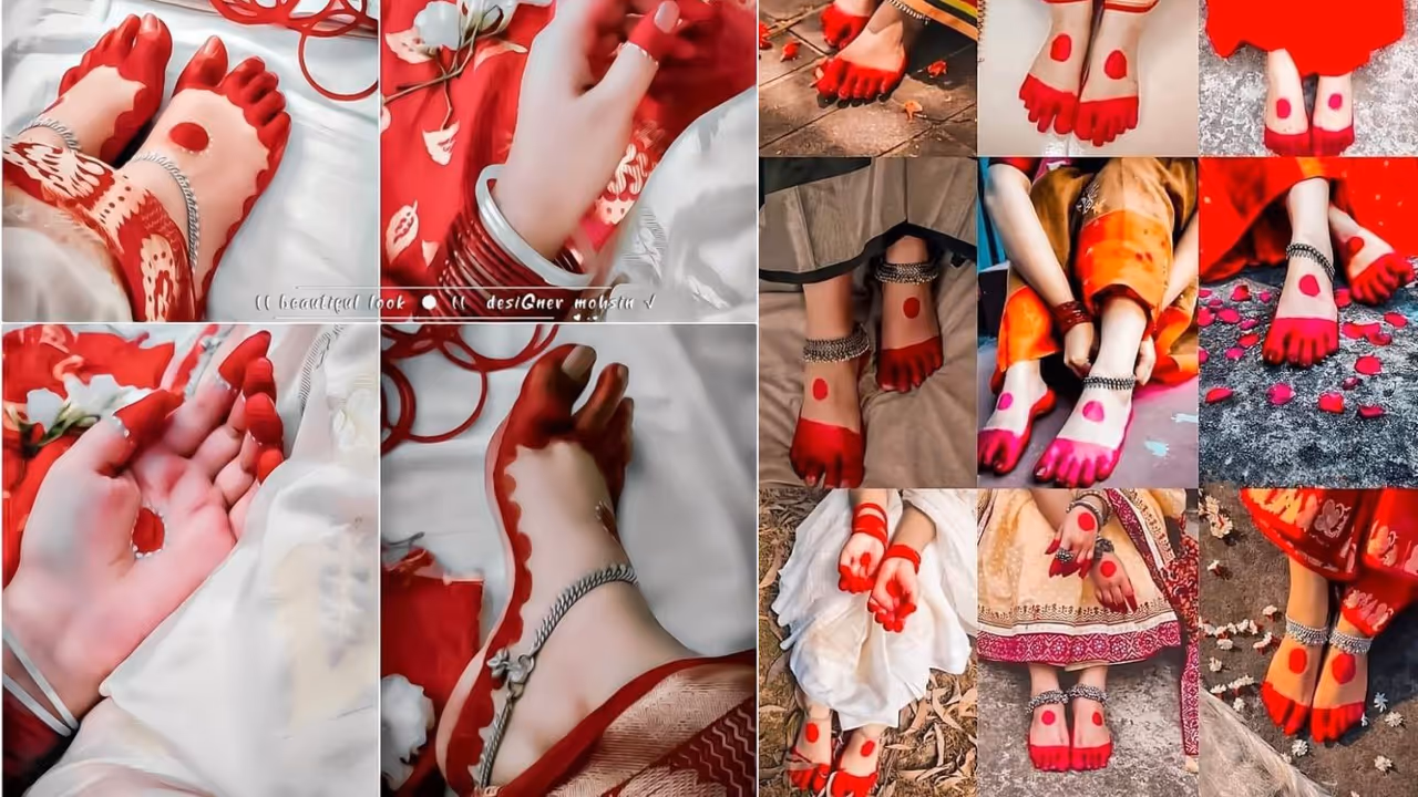 Beautiful Alta patterns for Hariyali Teej traditional look