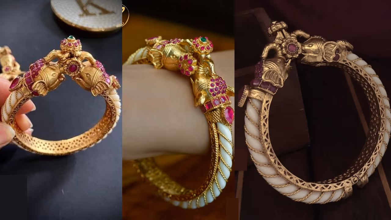 Latest elephant kada design to match your Sawan green suit perfectly