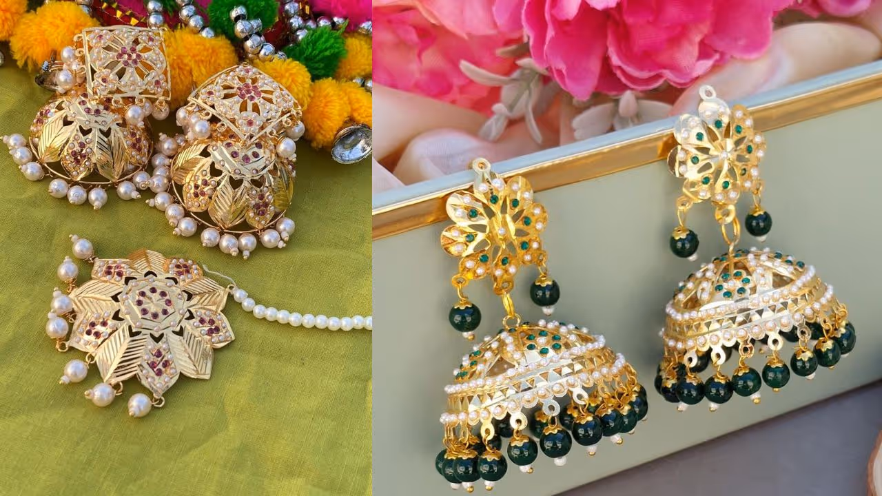 Affordable 10 gram gold Jadau Jhumka for festive occasions