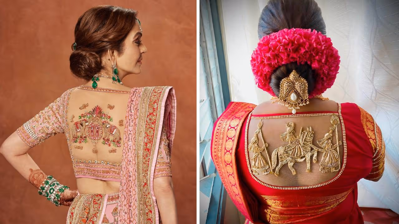 fancy Statement back Blouses design 