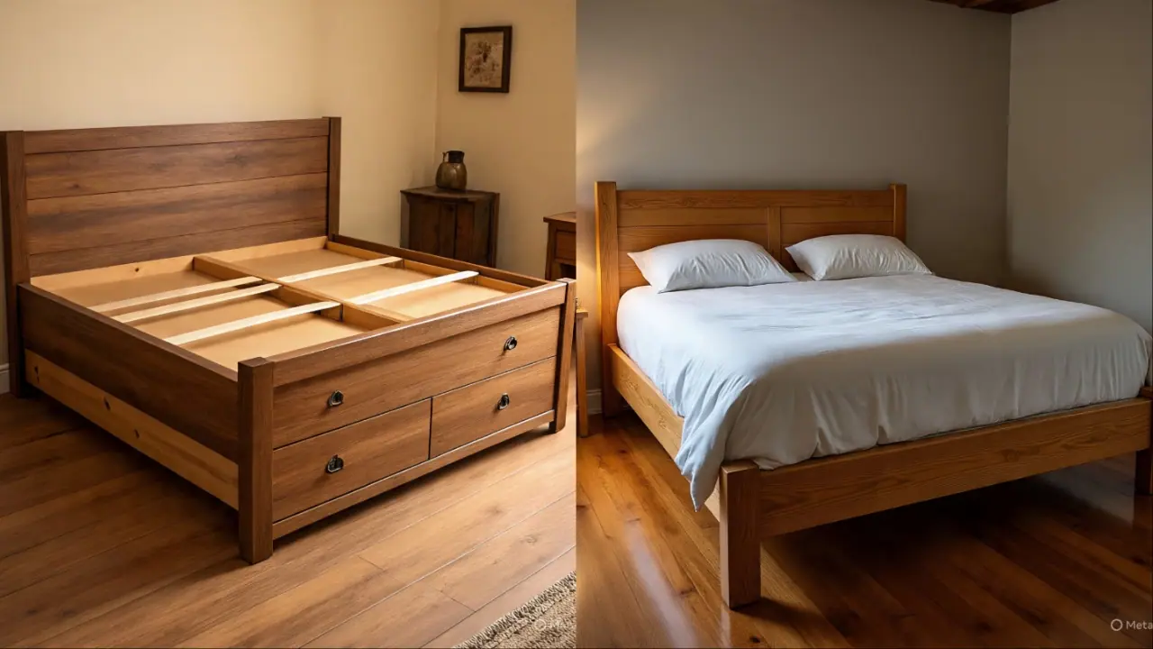 wooden bed design under 15000