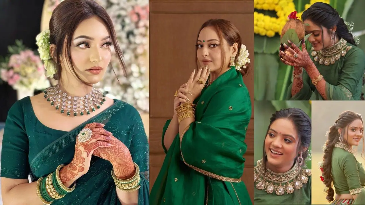 simple hairstyle for hariyali teej