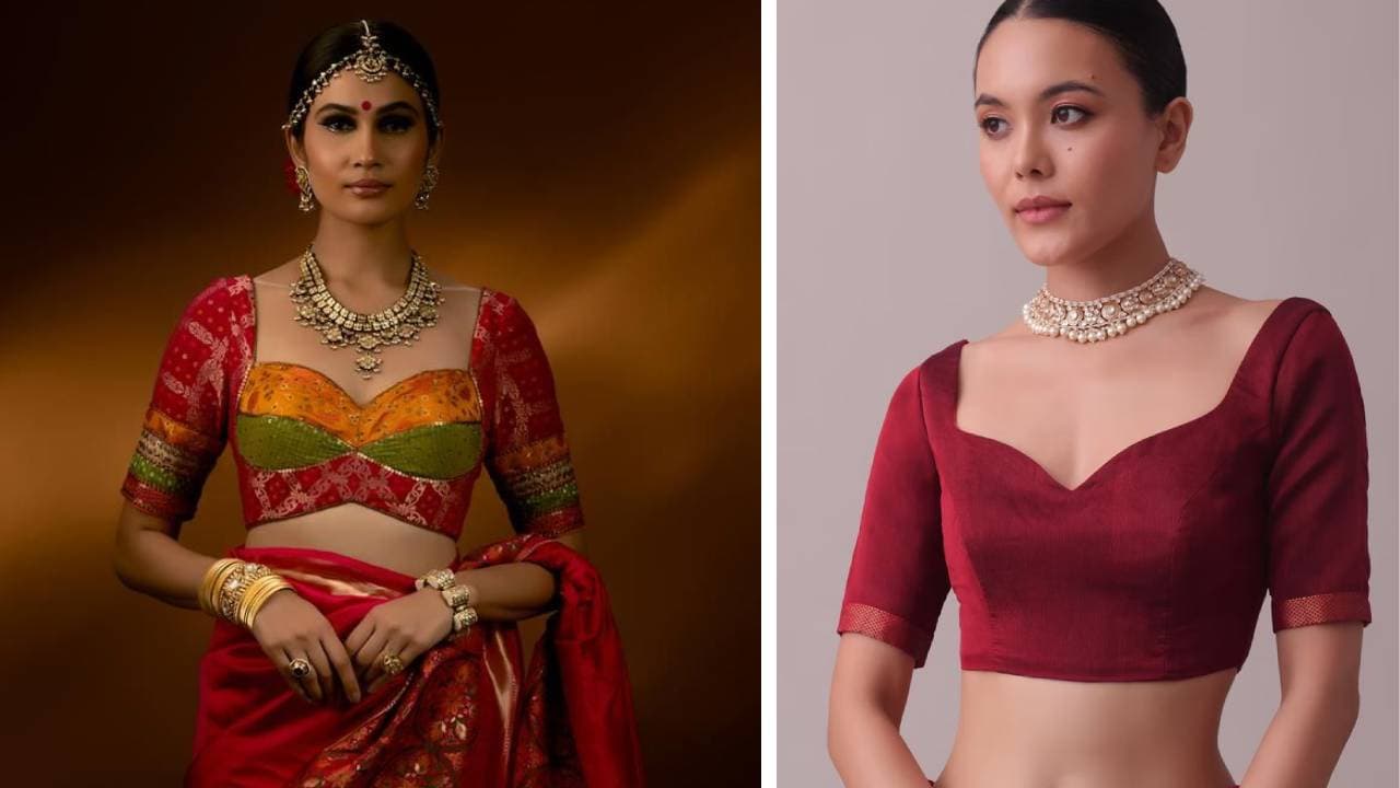 fancy sweetheart neckline blouses