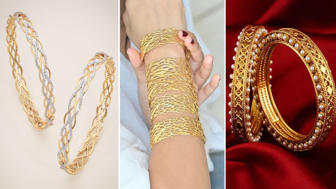 Jaal Work Gold Bangles Designs Latest Ideas