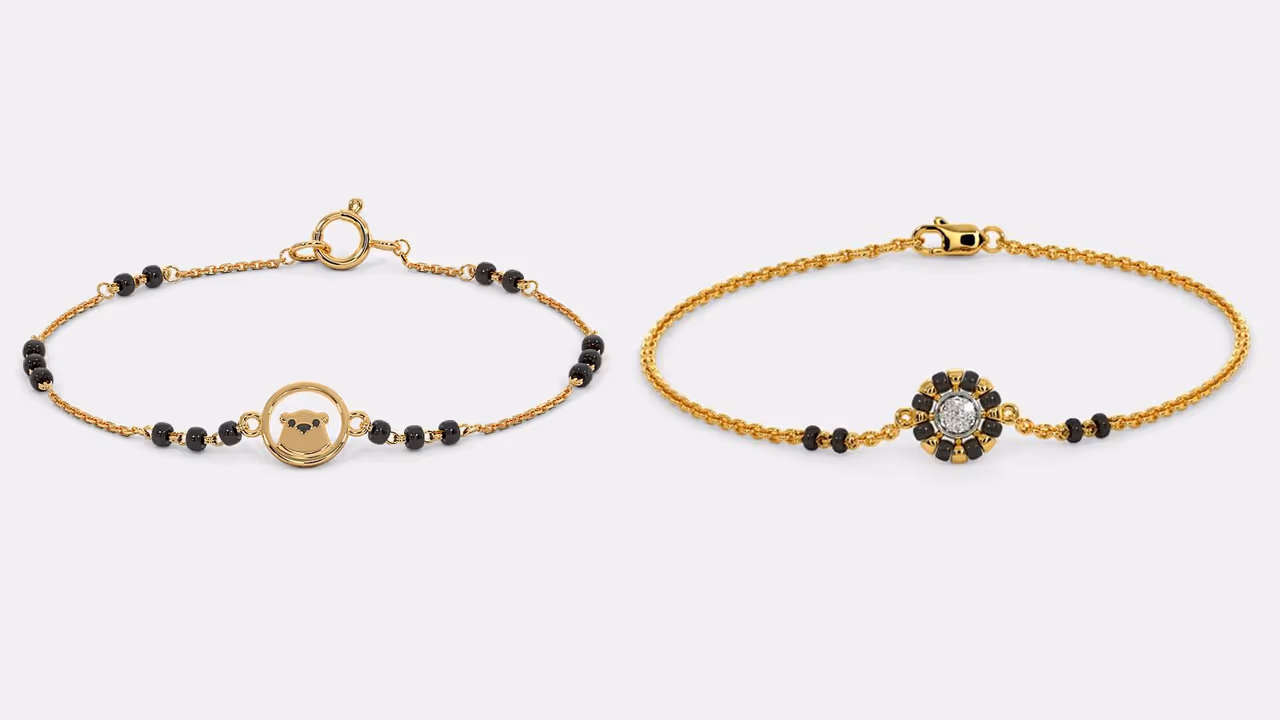 गोल्ड प्लेटिंग ब्रेसलेट ब्लैक बीड्स डिजाइन गोल्ड प्लेटिंग ब्रेसलेट ब्लैक बीड्स डिजाइन
