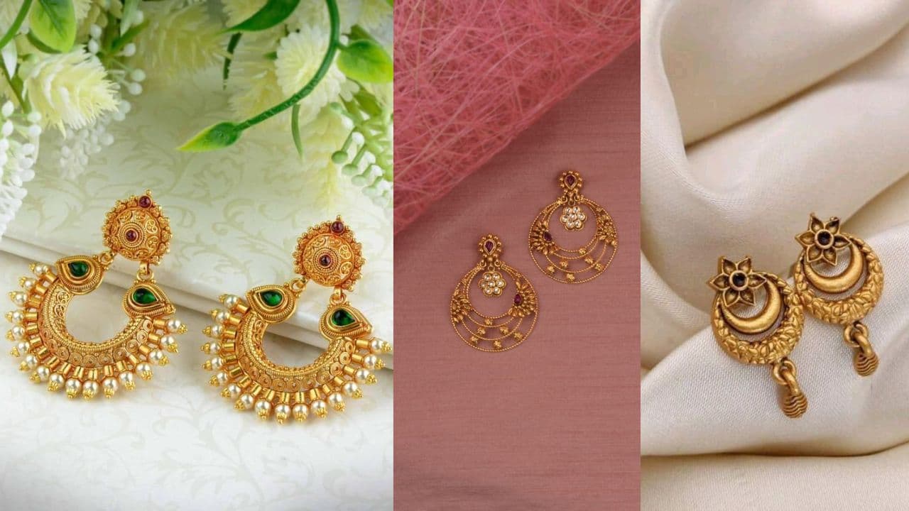 Unique minimal chandbali earring design for Hartalika Teej