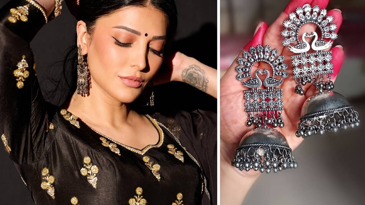 oxidised earrings with black outfits oxidised earrings with black outfits