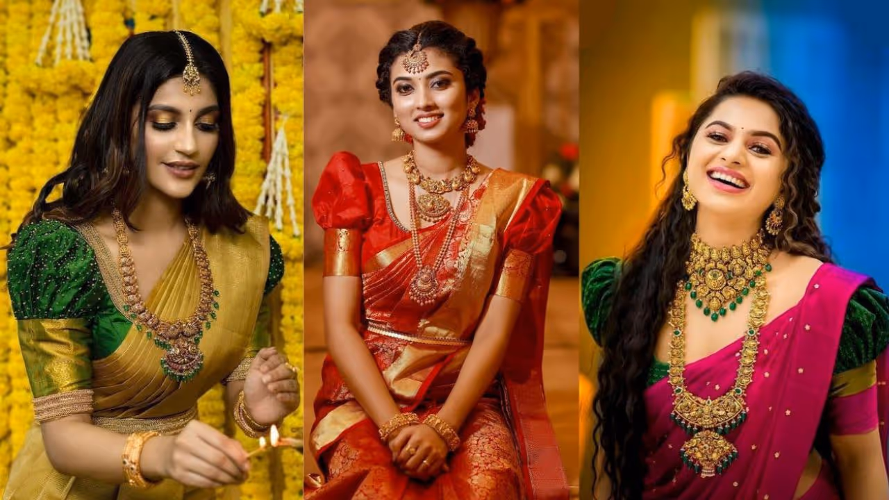 Designer puff sleeve blouse patterns for bridal sarees