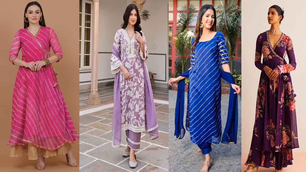 leheriya and Floral print suit